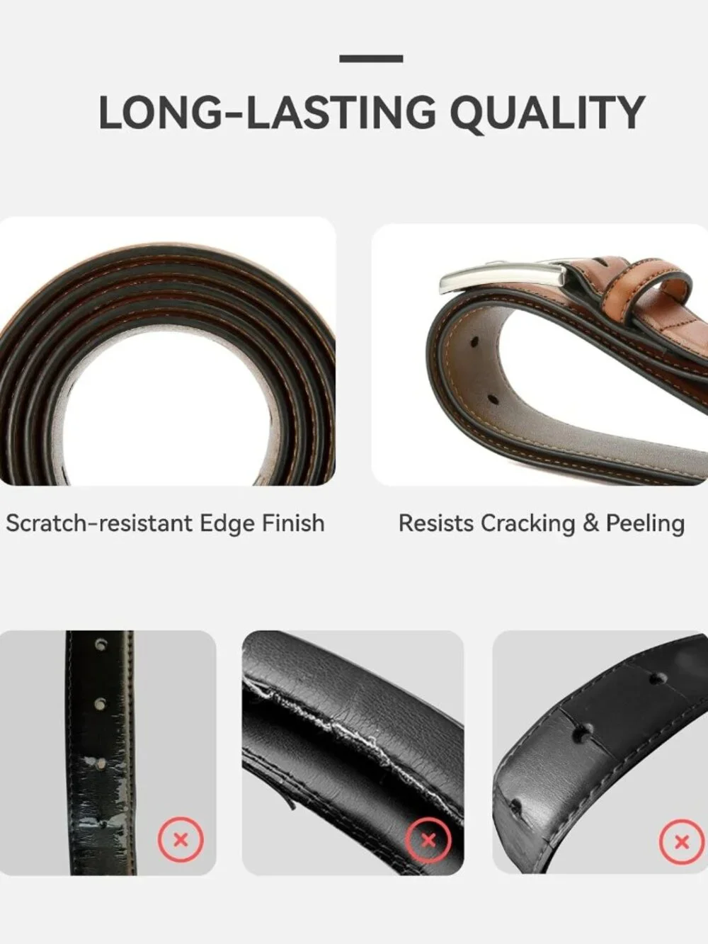 Men's Leather Dress Belt 2 Pack - 1 3/8